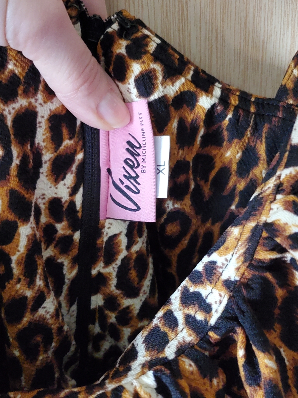 Vixen by Micheline Pitt Vintage Leopard Print Ingenue Dress, Size XL GUC - Picture 3 of 10